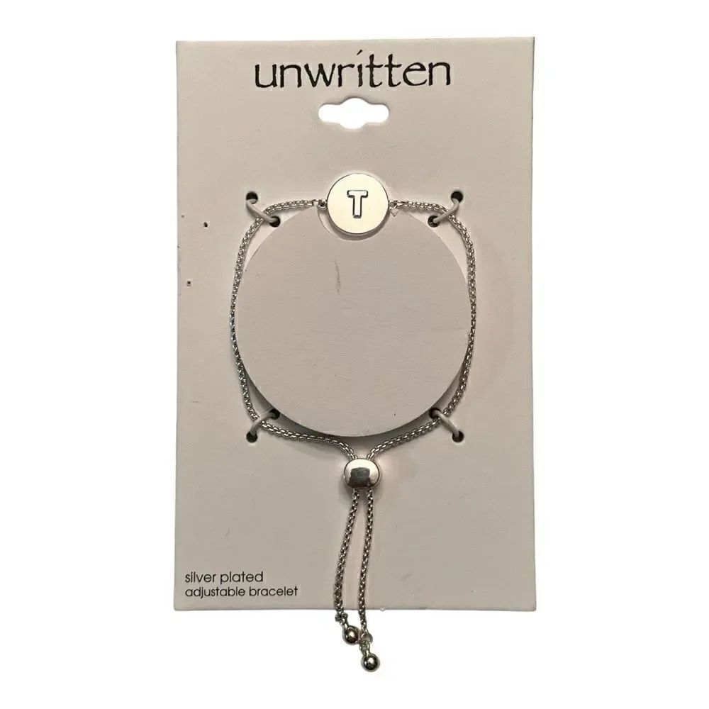 Unwritten Coin Initial "T" Silver Plated Bolo Slider Bracelet New